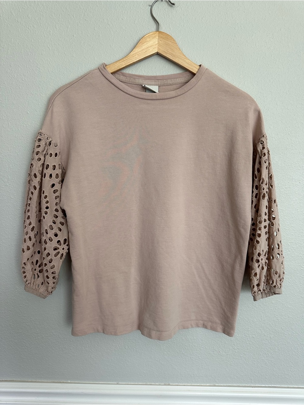 a new day Dusty Pink Eyelet Sleeve Shirt